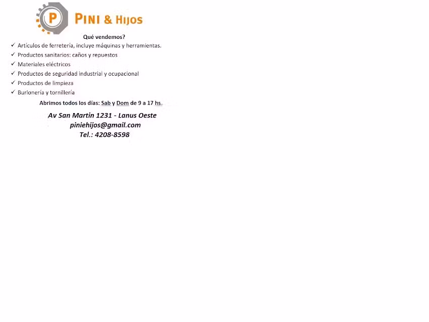 Pini e Hijos Ferreter&iacute;a Industrial